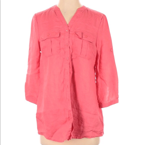 Nicole Miller 100% Linen Button Front Blouse - Picture 2 of 6